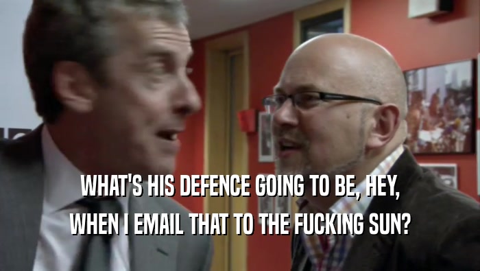 WHAT'S HIS DEFENCE GOING TO BE, HEY, WHEN I EMAIL THAT TO THE FUCKING SUN? 