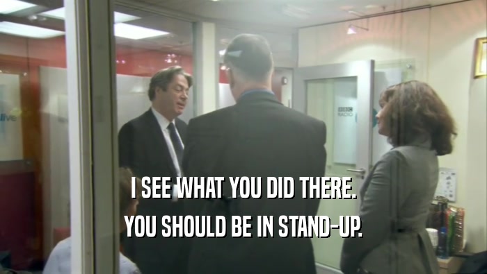 I SEE WHAT YOU DID THERE. YOU SHOULD BE IN STAND-UP. 