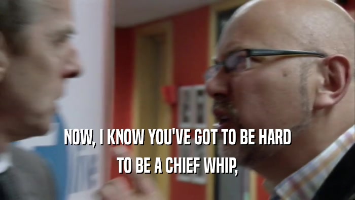 NOW, I KNOW YOU'VE GOT TO BE HARD TO BE A CHIEF WHIP, 
