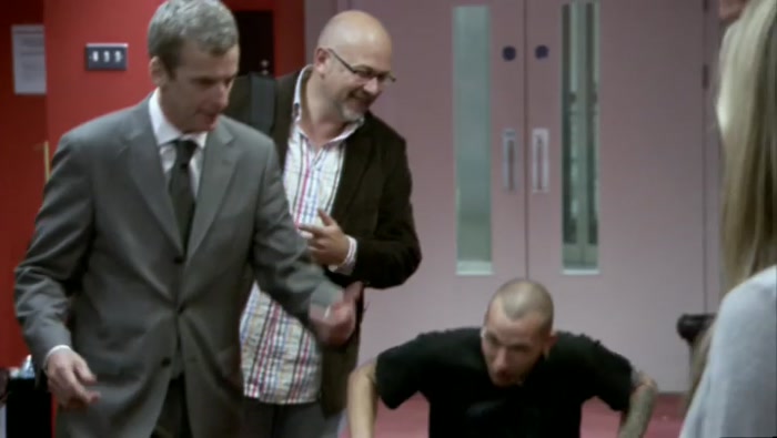 - HE DOESN'T ACTUALLY WORK HERE. - VAMOOSE, YOU LOT! FUCKING VAMOOSE! 
