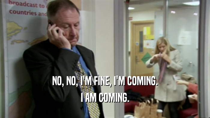 NO, NO, I'M FINE, I'M COMING. I AM COMING. 