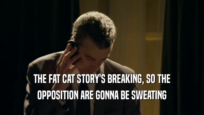THE FAT CAT STORY'S BREAKING, SO THE OPPOSITION ARE GONNA BE SWEATING 