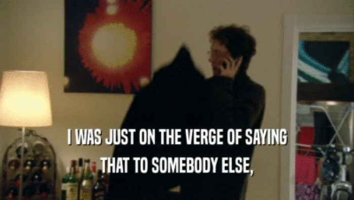 I WAS JUST ON THE VERGE OF SAYING THAT TO SOMEBODY ELSE, 