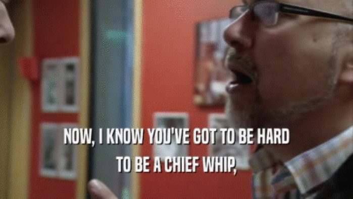 NOW, I KNOW YOU'VE GOT TO BE HARD TO BE A CHIEF WHIP, 