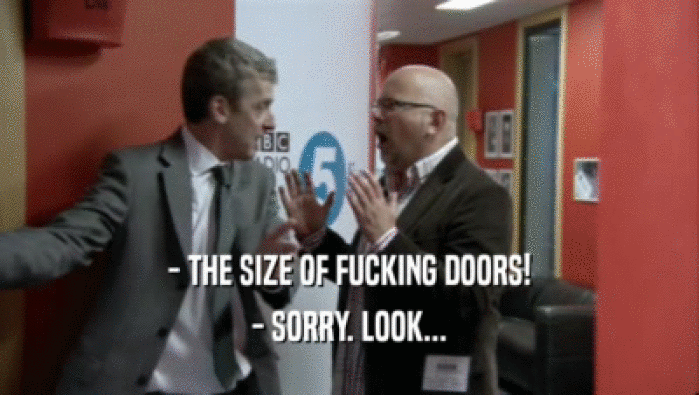 - THE SIZE OF FUCKING DOORS! - SORRY. LOOK... 