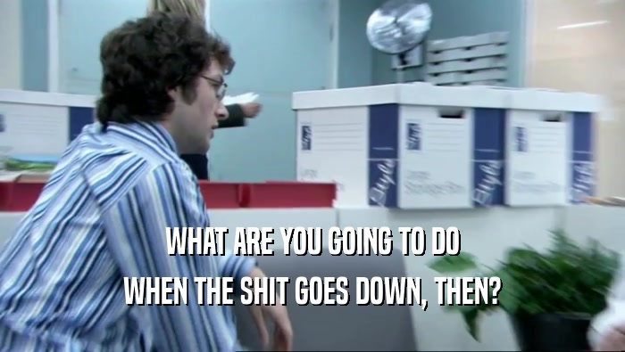 WHAT ARE YOU GOING TO DO WHEN THE SHIT GOES DOWN, THEN? 