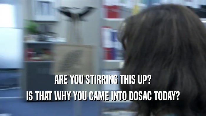 ARE YOU STIRRING THIS UP? IS THAT WHY YOU CAME INTO DOSAC TODAY? 