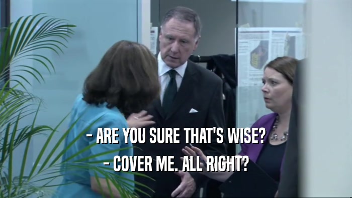 - ARE YOU SURE THAT'S WISE? - COVER ME. ALL RIGHT? 