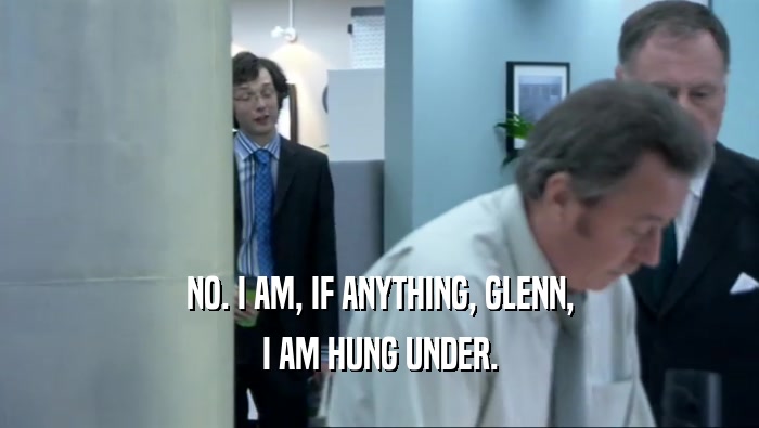 NO. I AM, IF ANYTHING, GLENN,
 I AM HUNG UNDER.
 