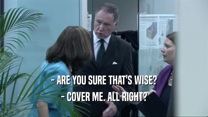 - ARE YOU SURE THAT'S WISE? - COVER ME. ALL RIGHT? 