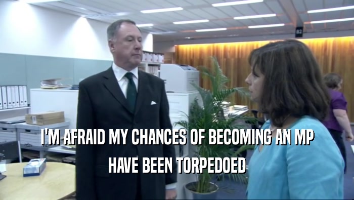 I'M AFRAID MY CHANCES OF BECOMING AN MP HAVE BEEN TORPEDOED 