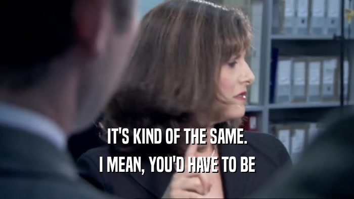 IT'S KIND OF THE SAME. I MEAN, YOU'D HAVE TO BE 