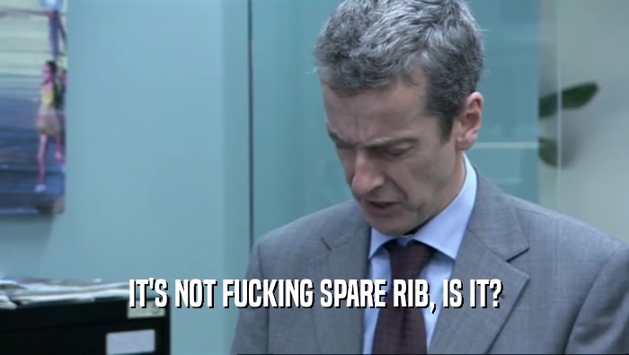 IT'S NOT FUCKING SPARE RIB, IS IT?  