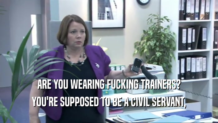 ARE YOU WEARING FUCKING TRAINERS?
 YOU'RE SUPPOSED TO BE A CIVIL SERVANT,
 