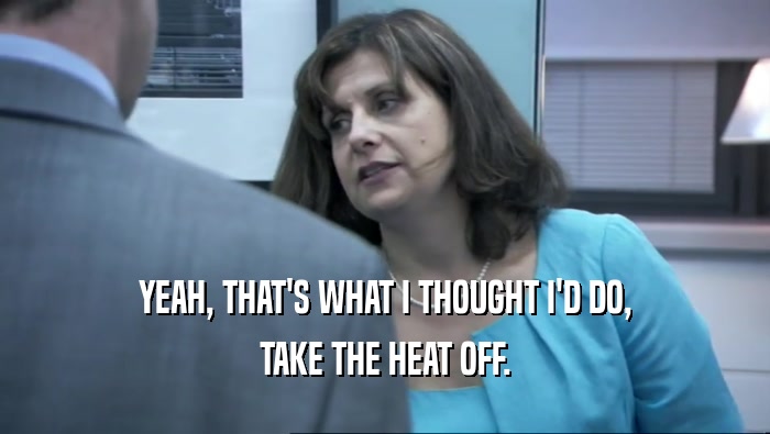 YEAH, THAT'S WHAT I THOUGHT I'D DO, TAKE THE HEAT OFF. 