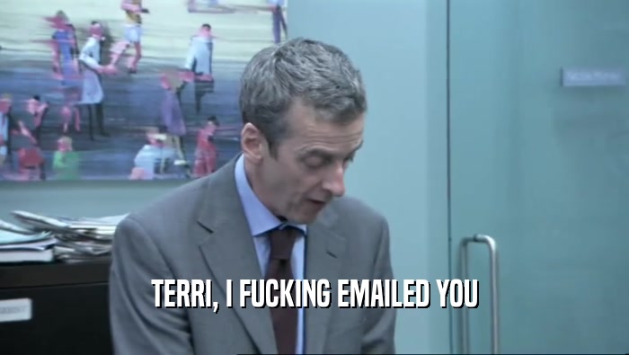 TERRI, I FUCKING EMAILED YOU  