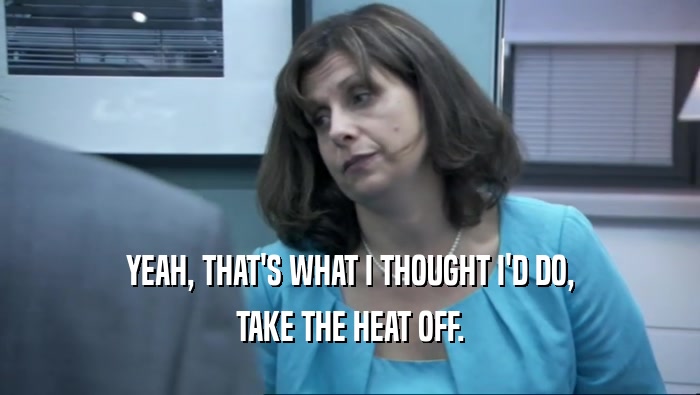 YEAH, THAT'S WHAT I THOUGHT I'D DO, TAKE THE HEAT OFF. 