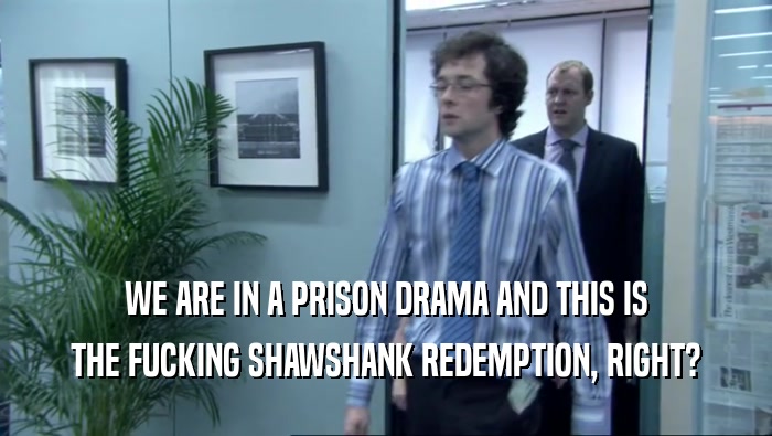 WE ARE IN A PRISON DRAMA AND THIS IS THE FUCKING SHAWSHANK REDEMPTION, RIGHT? 