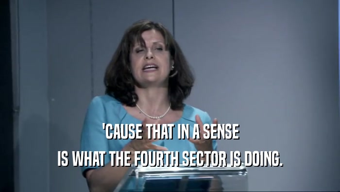 'CAUSE THAT IN A SENSE IS WHAT THE FOURTH SECTOR IS DOING. 