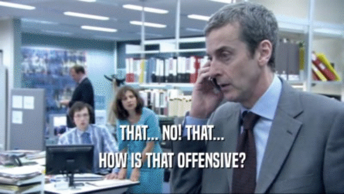 THAT... NO! THAT... HOW IS THAT OFFENSIVE? 