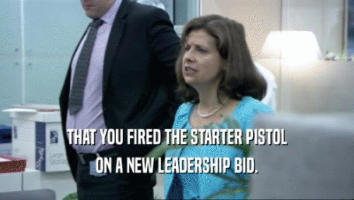 THAT YOU FIRED THE STARTER PISTOL ON A NEW LEADERSHIP BID. 