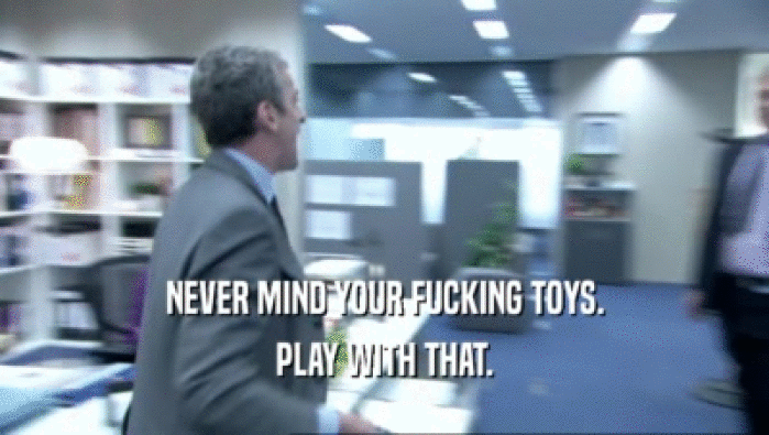 NEVER MIND YOUR FUCKING TOYS.
 PLAY WITH THAT.
 