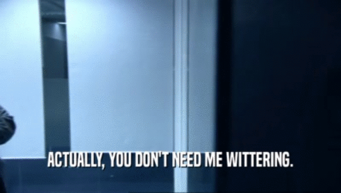 ACTUALLY, YOU DON'T NEED ME WITTERING.  