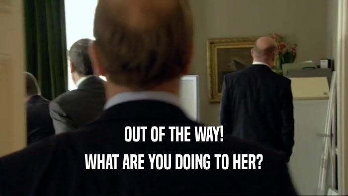 OUT OF THE WAY! WHAT ARE YOU DOING TO HER? 
