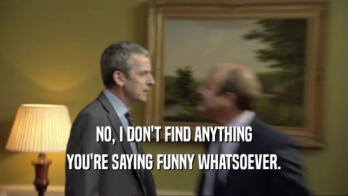 NO, I DON'T FIND ANYTHING YOU'RE SAYING FUNNY WHATSOEVER. 
