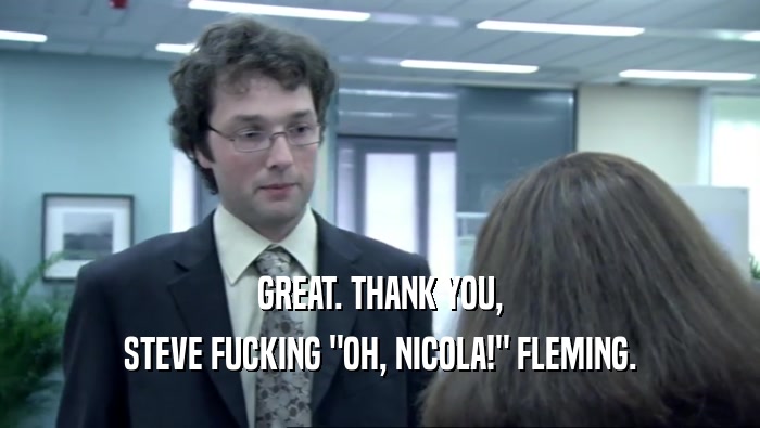 GREAT. THANK YOU, STEVE FUCKING 