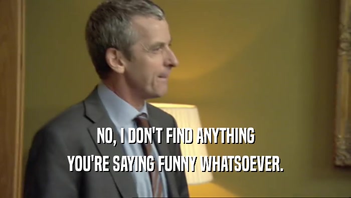 NO, I DON'T FIND ANYTHING YOU'RE SAYING FUNNY WHATSOEVER. 