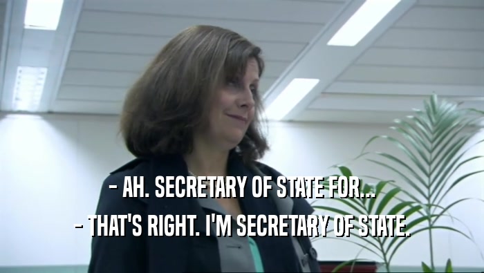 - AH. SECRETARY OF STATE FOR... - THAT'S RIGHT. I'M SECRETARY OF STATE. 