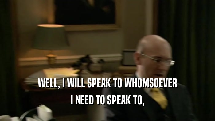WELL, I WILL SPEAK TO WHOMSOEVER I NEED TO SPEAK TO, 