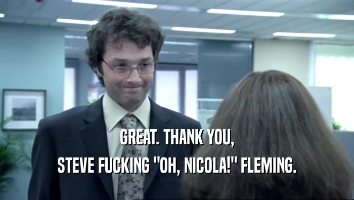 GREAT. THANK YOU, STEVE FUCKING 