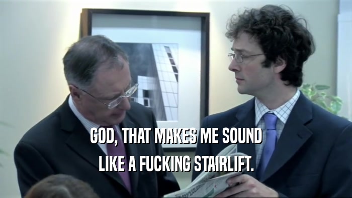 GOD, THAT MAKES ME SOUND LIKE A FUCKING STAIRLIFT. 