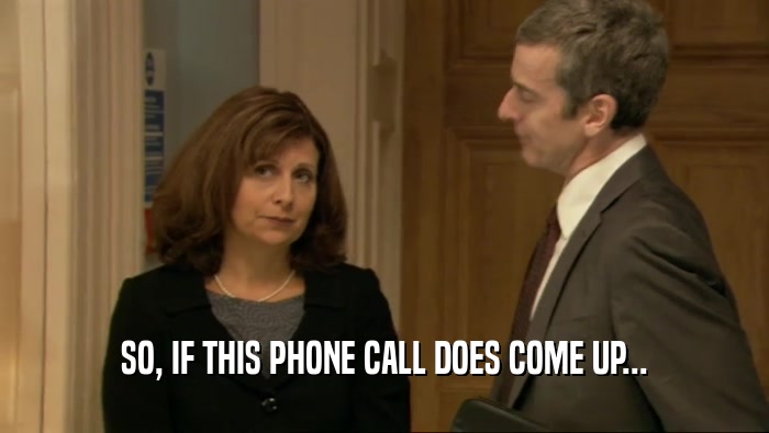 SO, IF THIS PHONE CALL DOES COME UP...  