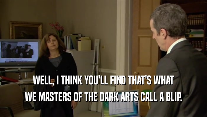 WELL, I THINK YOU'LL FIND THAT'S WHAT WE MASTERS OF THE DARK ARTS CALL A BLIP. 