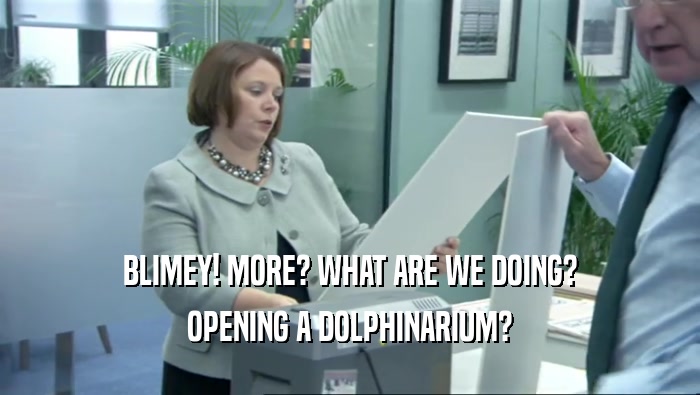 BLIMEY! MORE? WHAT ARE WE DOING? OPENING A DOLPHINARIUM? 