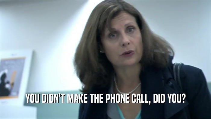 YOU DIDN'T MAKE THE PHONE CALL, DID YOU?  