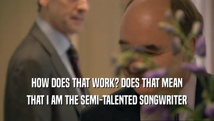 HOW DOES THAT WORK? DOES THAT MEAN THAT I AM THE SEMI-TALENTED SONGWRITER 