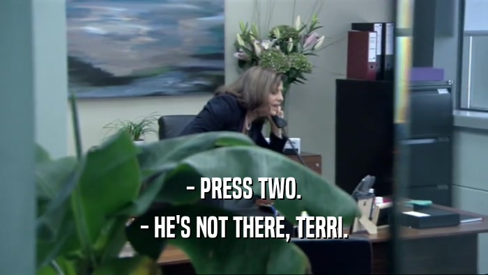 - PRESS TWO. - HE'S NOT THERE, TERRI. 