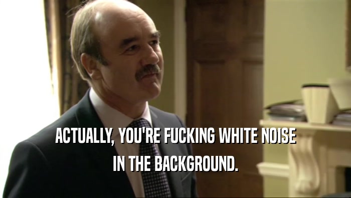 ACTUALLY, YOU'RE FUCKING WHITE NOISE IN THE BACKGROUND. 