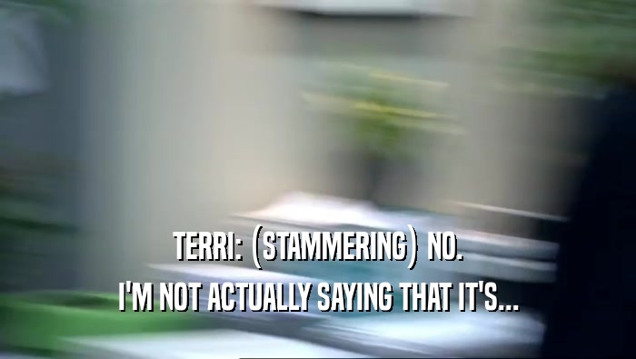 TERRI: (STAMMERING) NO. I'M NOT ACTUALLY SAYING THAT IT'S... 