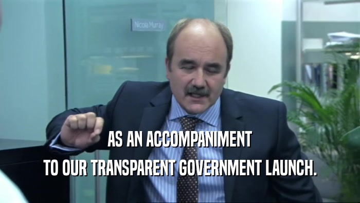 AS AN ACCOMPANIMENT TO OUR TRANSPARENT GOVERNMENT LAUNCH. 