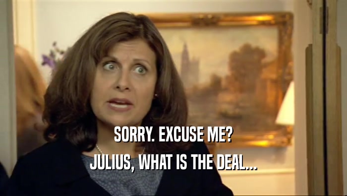 SORRY. EXCUSE ME? JULIUS, WHAT IS THE DEAL... 