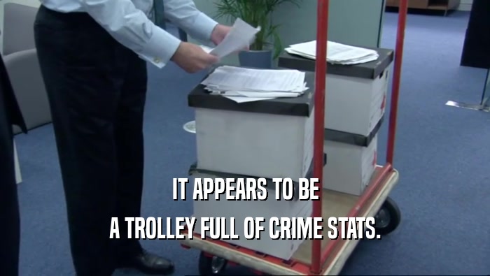 IT APPEARS TO BE A TROLLEY FULL OF CRIME STATS. 
