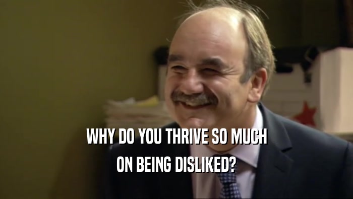 WHY DO YOU THRIVE SO MUCH ON BEING DISLIKED? 