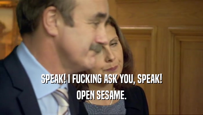 SPEAK! I FUCKING ASK YOU, SPEAK! OPEN SESAME. 