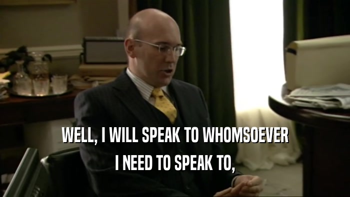 WELL, I WILL SPEAK TO WHOMSOEVER I NEED TO SPEAK TO, 
