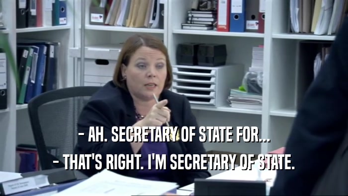 - AH. SECRETARY OF STATE FOR... - THAT'S RIGHT. I'M SECRETARY OF STATE. 